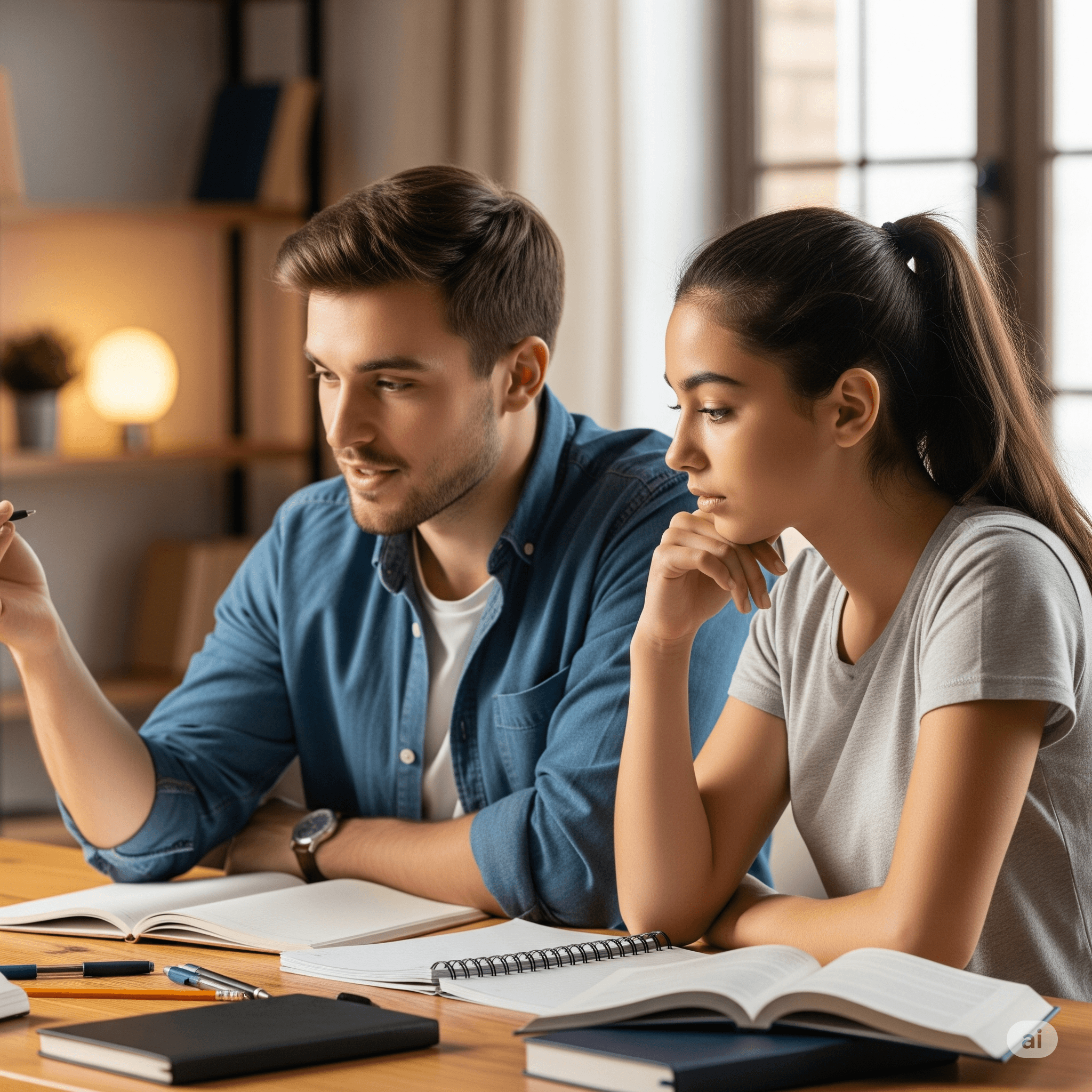 Nachhilfe-Szene mit Tutor und Schülerin
